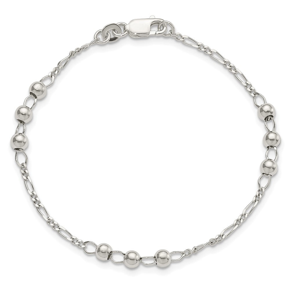 Sterling Silver Diamond Cut Beaded Bracelet 7 inches