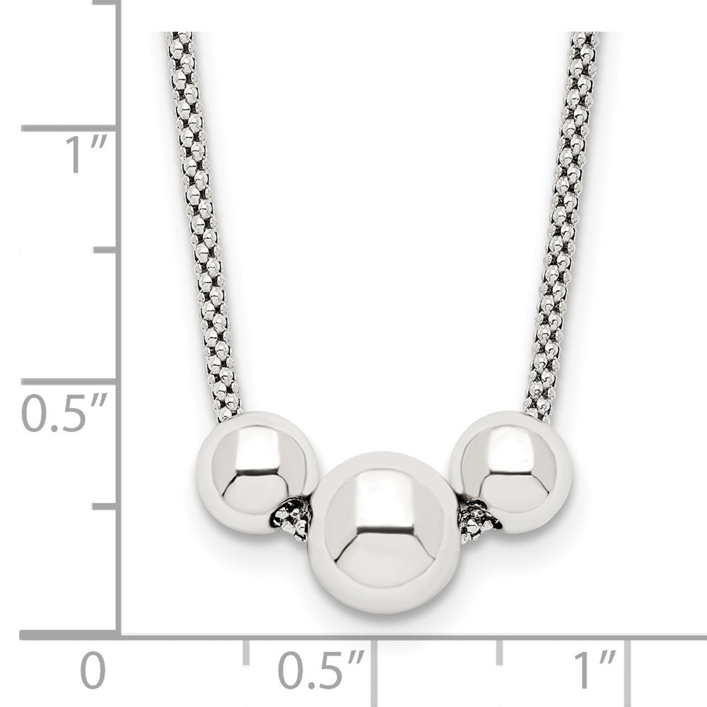 Sterling Silver Polished Bead Fancy Link Necklace 16 Inches