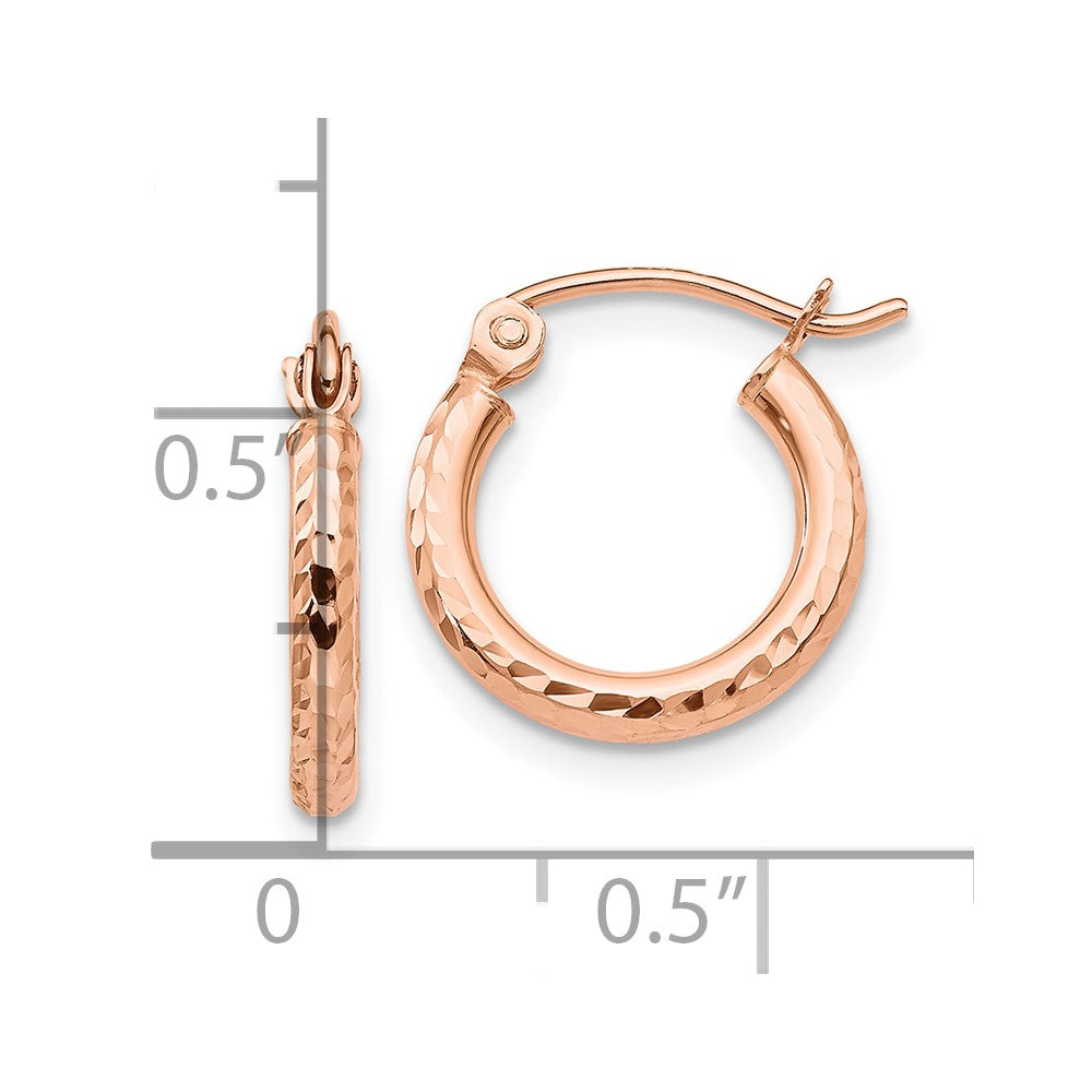 14k Rose Gold Lightweight Diamond-cut Hoop Earrings