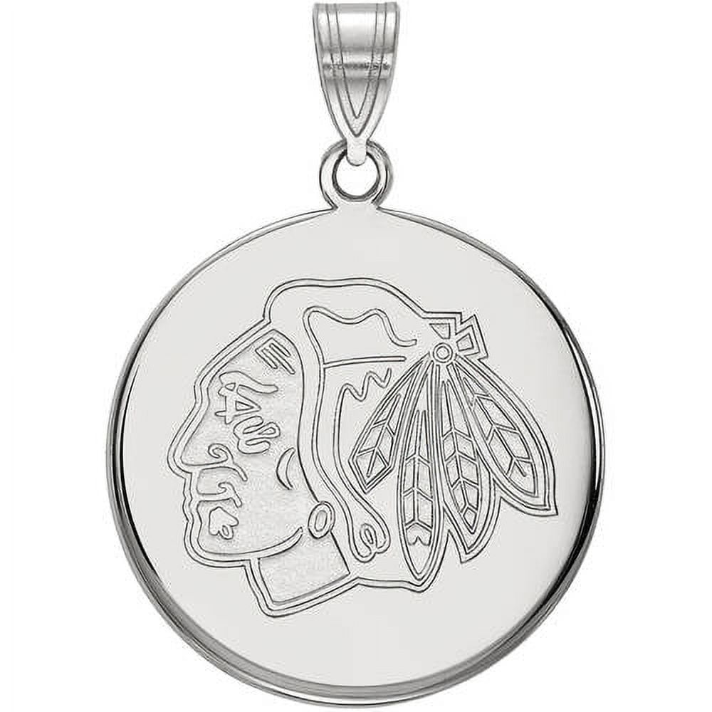 LogoArt NHL Chicago Blackhawks Sterling Silver Large Disc Pendant