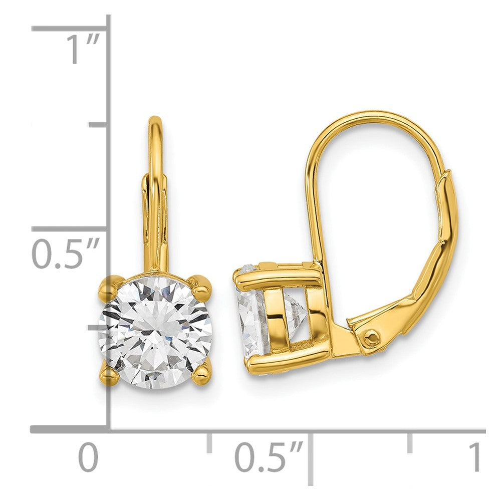 Sterling Shimmer Sterling Silver Gold-tone Flash-gold Plated 7mm CZ 2 Stone Leverback Earrings