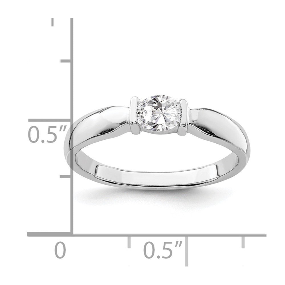 Sterling Silver Rhodium-plated Oval CZ Ring