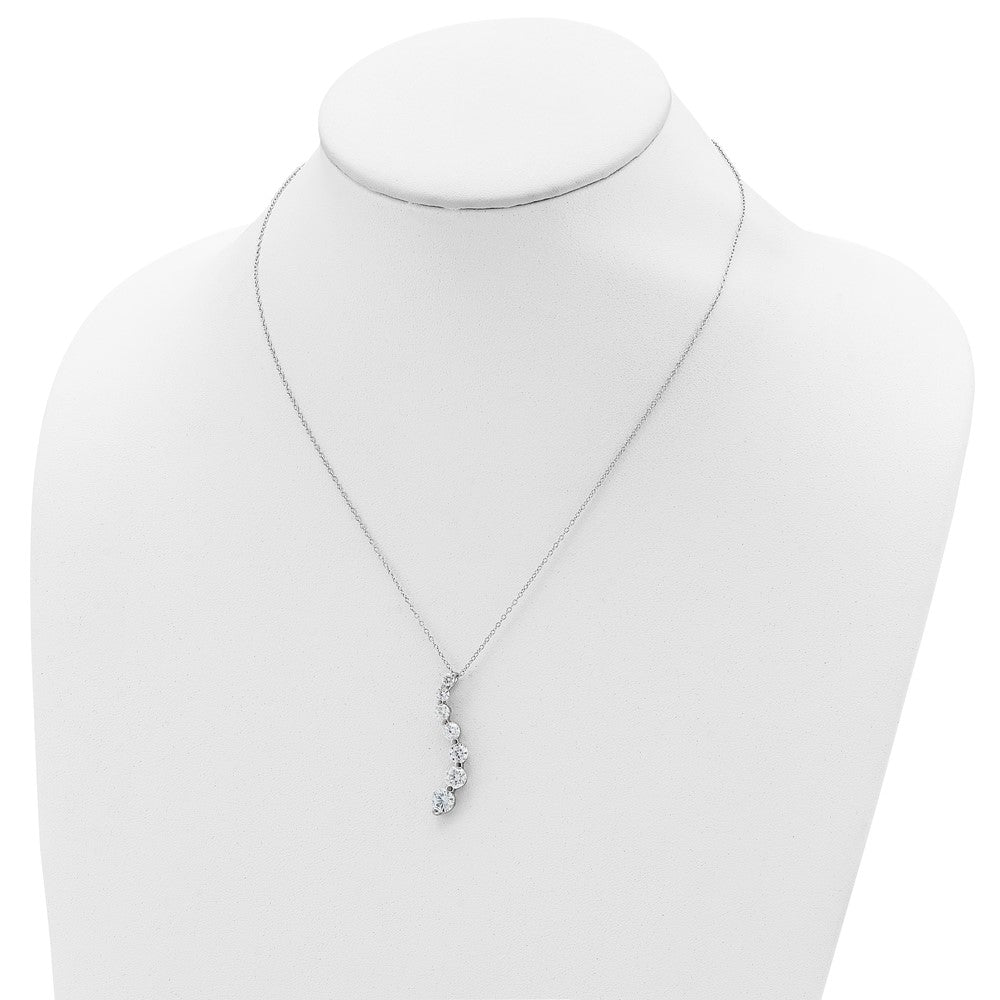 Sterling Silver Rhodium-plated CZ Journey Necklace 18 Inches