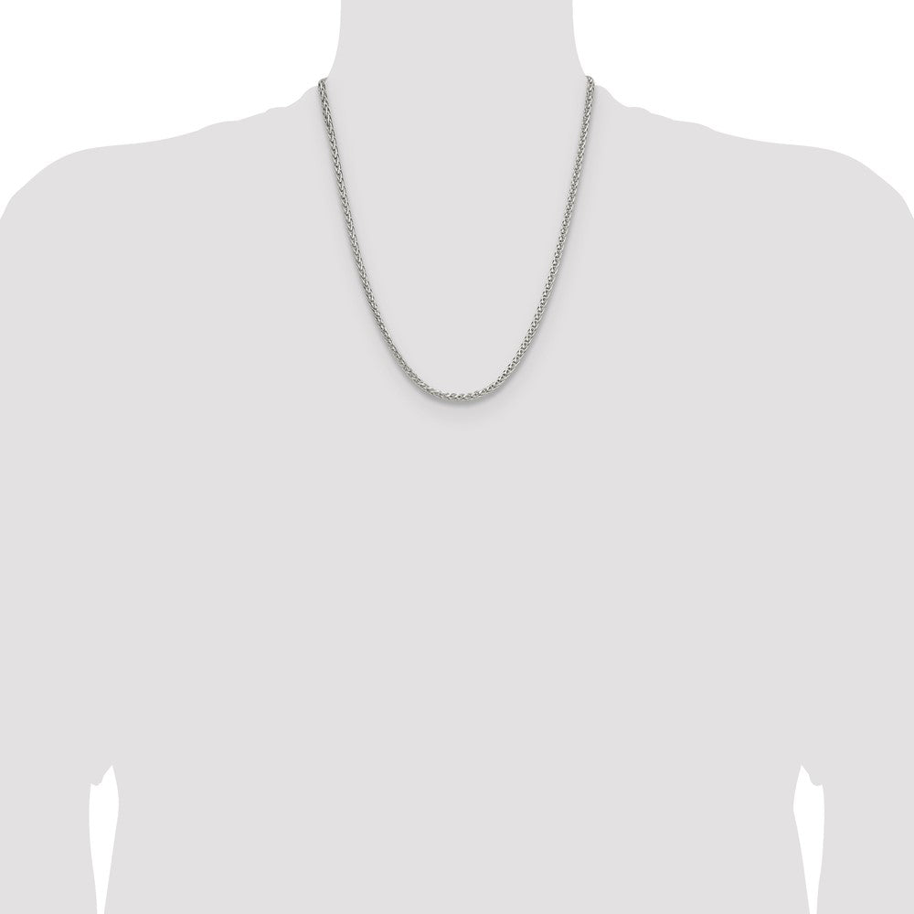 Sterling Silver 3.5mm Diamond-cut Square Spiga Chain