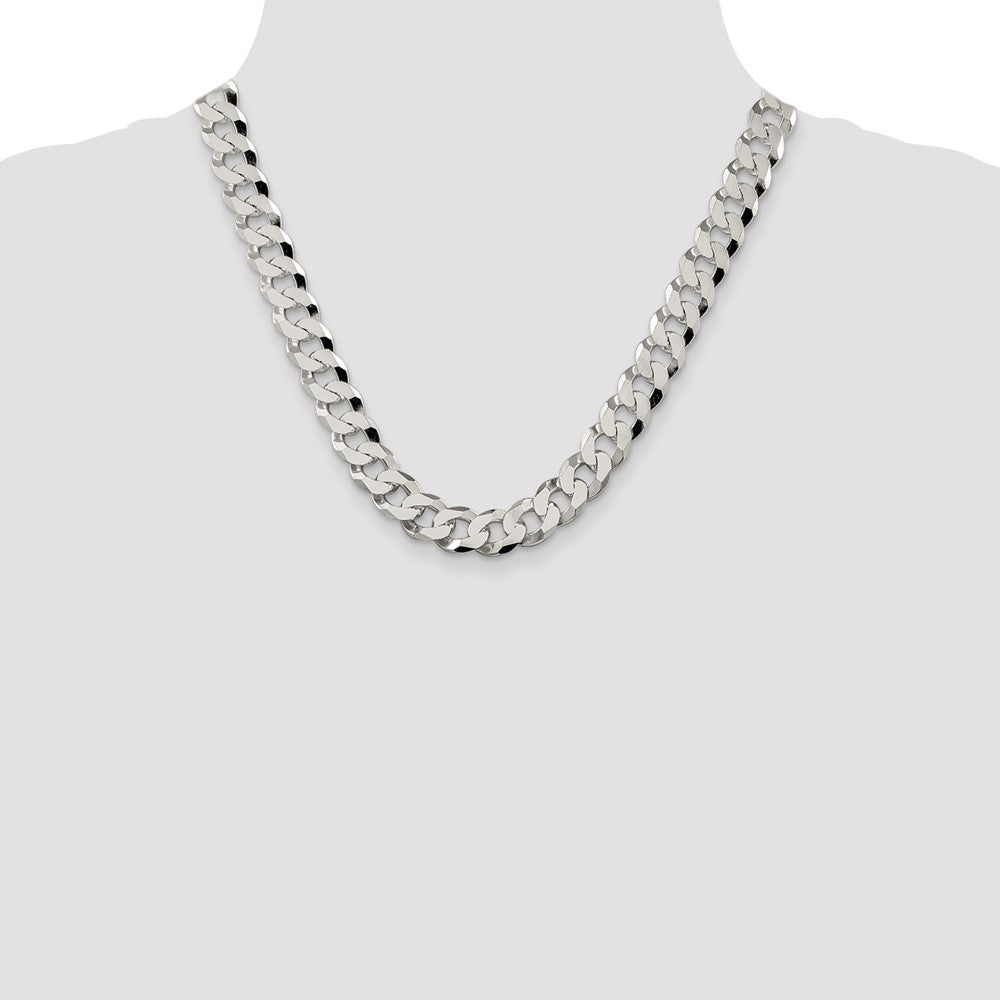Sterling Silver 12.3mm Beveled Curb Chain 20 Inches