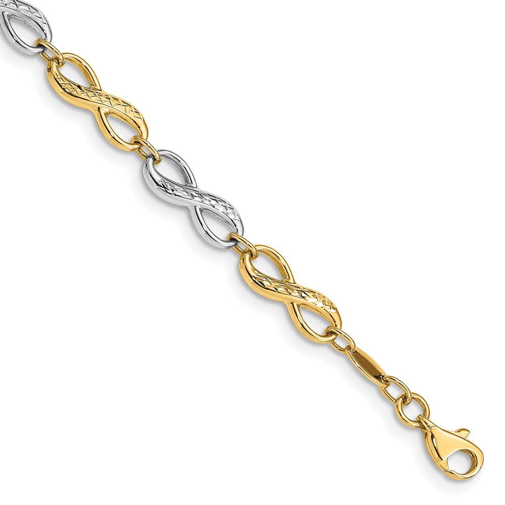 14K Two-tone Infinity Symbol Bracelet 7.5 inches