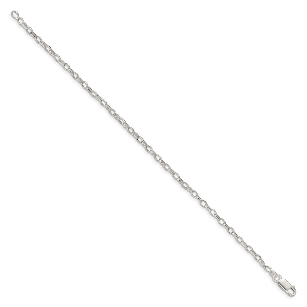 Sterling Silver 3mm Fancy Patterned Rolo Chain 8 inches