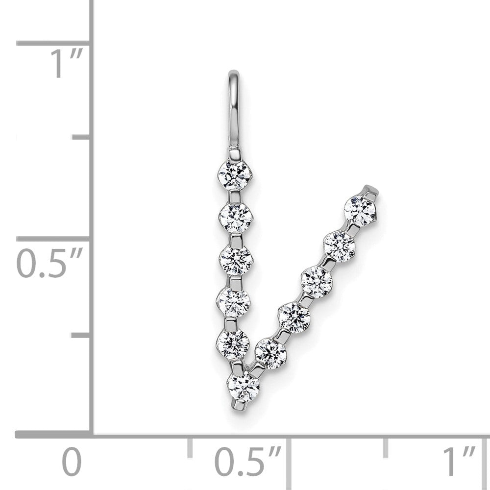 True Origin 14k White Gold 3/8 carat Lab Grown Diamond VS DEF Alphabet V Pendant