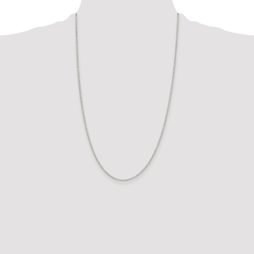 Sterling Silver Rhodium-plated 1.5mm Diamond-cut Cable Chain