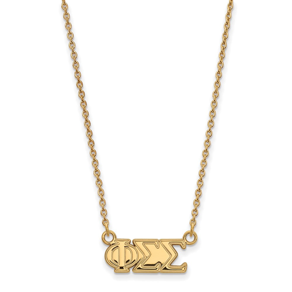 Sterling Silver Gold-plated LogoArt Phi Sigma Sigma Sorority Greek Letters Medium Pendant 18 inch Necklace