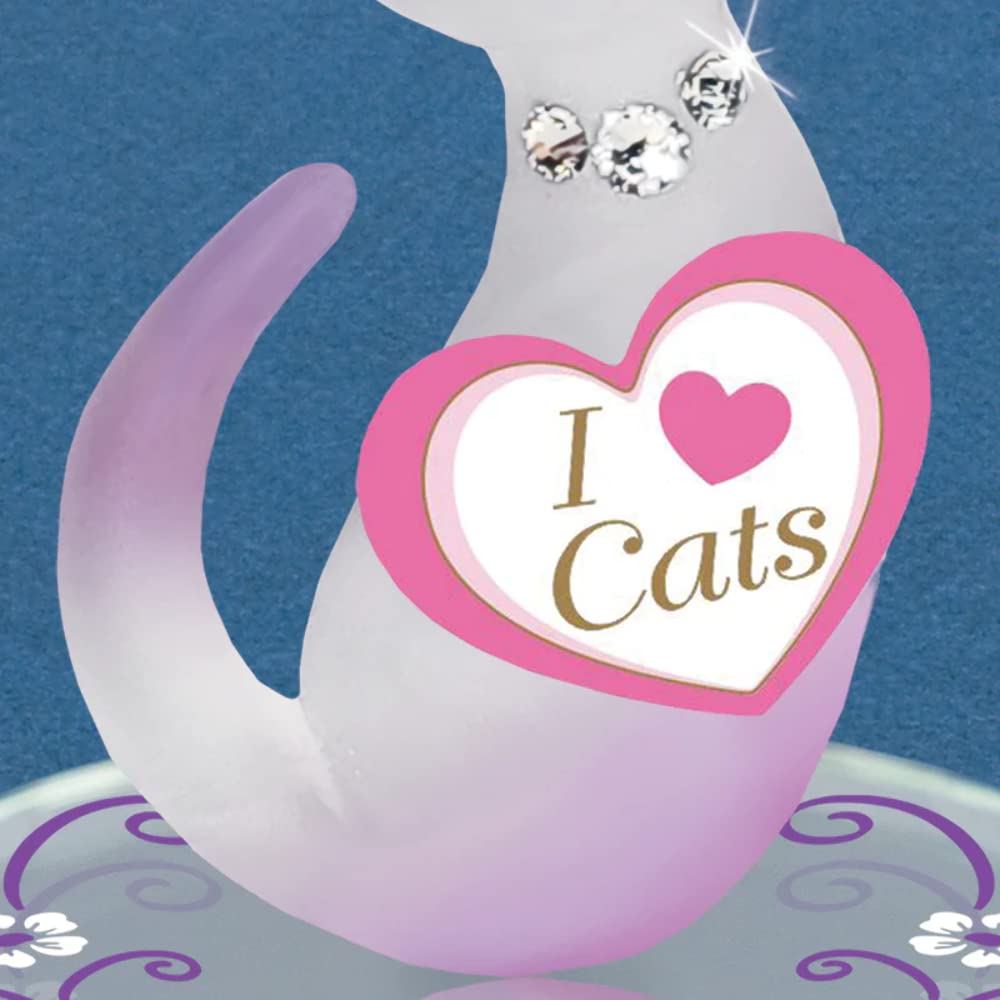 Glass Baron I Love Cats Pink Cat Glass Figurine