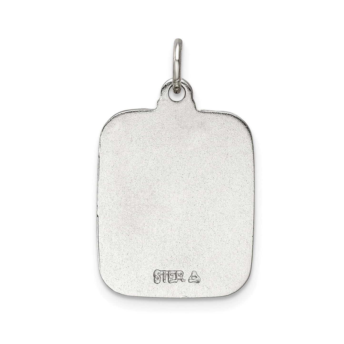 Sterling Silver Teal Enamel Square St. Christopher Medal Pendant