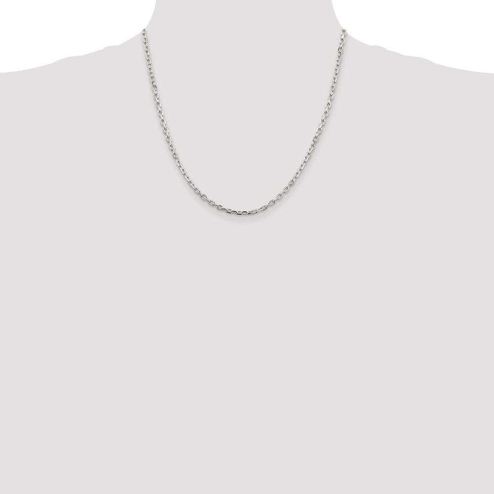 Sterling Silver 3.25mm Beveled Oval Cable Chain 20 Inches