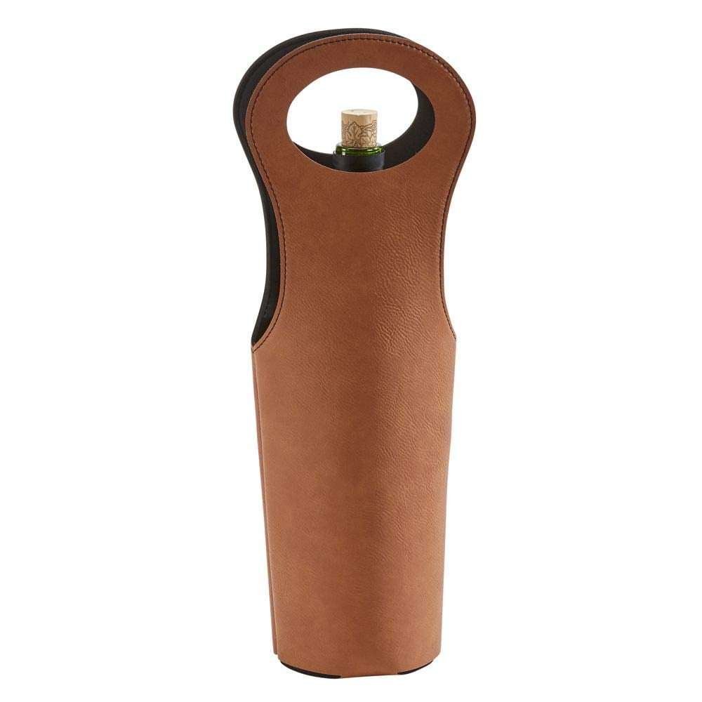 Leatherette Wine Holder in Caramel