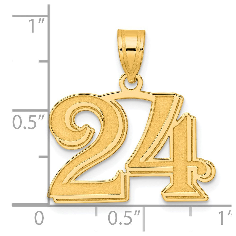 14k Polished Etched Number 24 Pendant