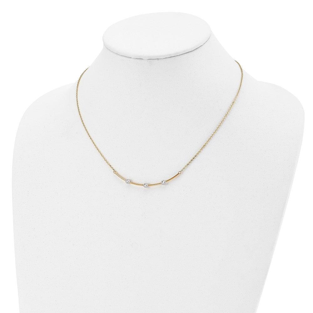 14K Two-tone D/C Bar Necklace
