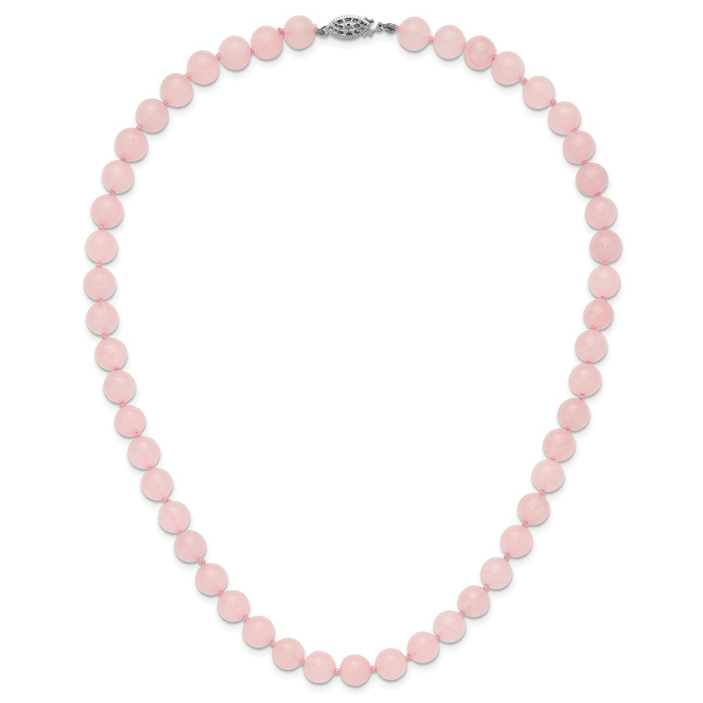 8-8.5mm Smooth Beaded Rose Quartz Necklace w/Sterling S.RH Clasp 18 Inches