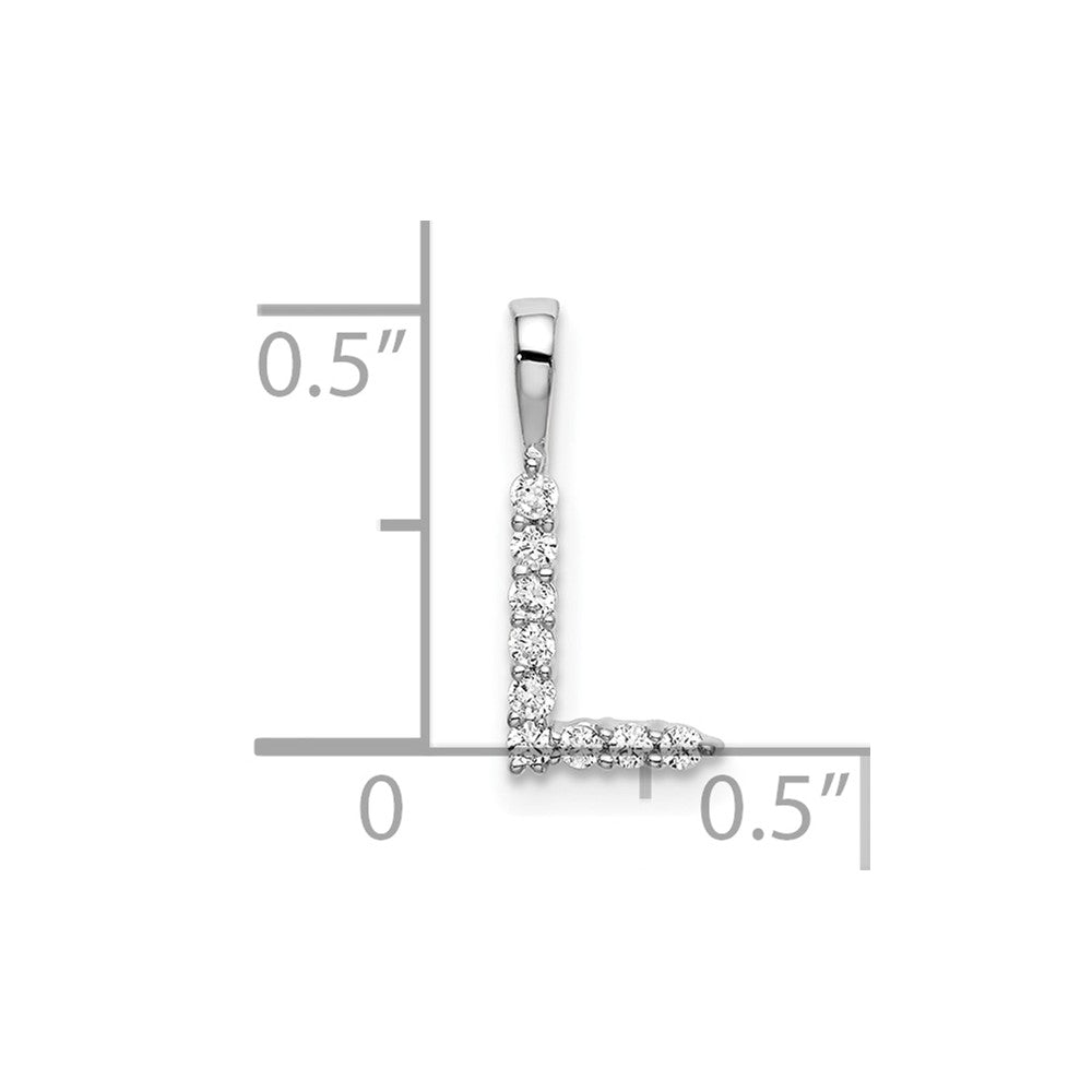 14k White Gold 1/10 carat Lab Grown Diamond VS/SI+ G+ Letter L Initial Pendant