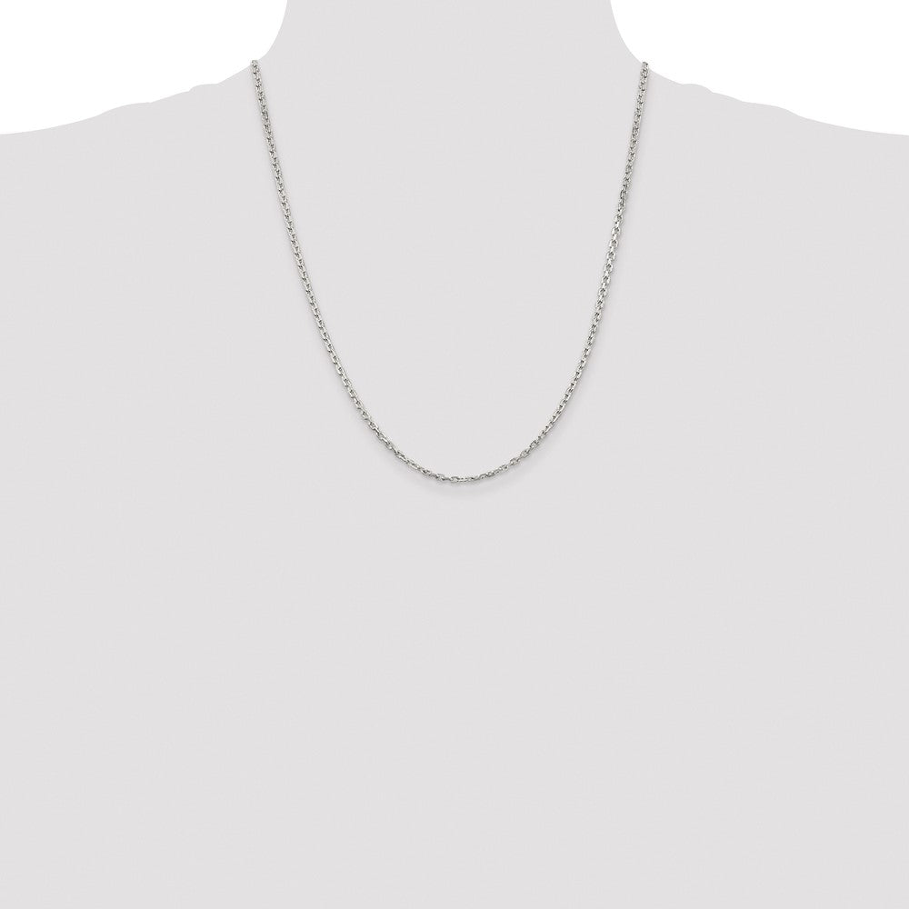 Sterling Silver Rhodium-plated 2.75mm Beveled Oval Cable Chain