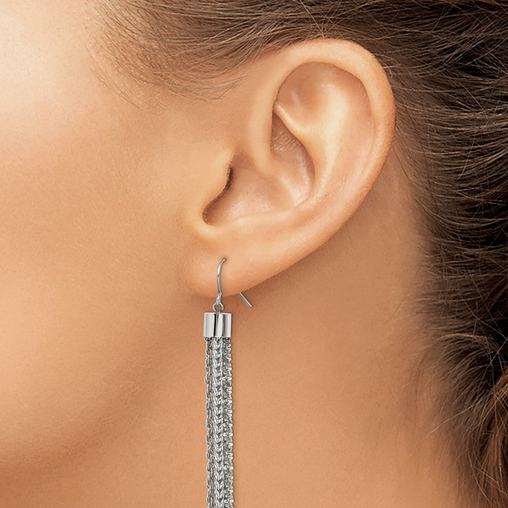 Stainless Steel Polished Multi Strand Chain Dangle Earrings