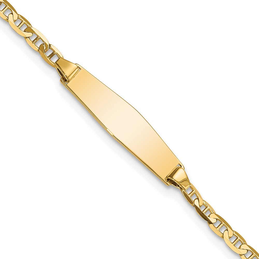 14k Semi-solid Soft Diamond Shape Anchor ID Bracelet 6 inches