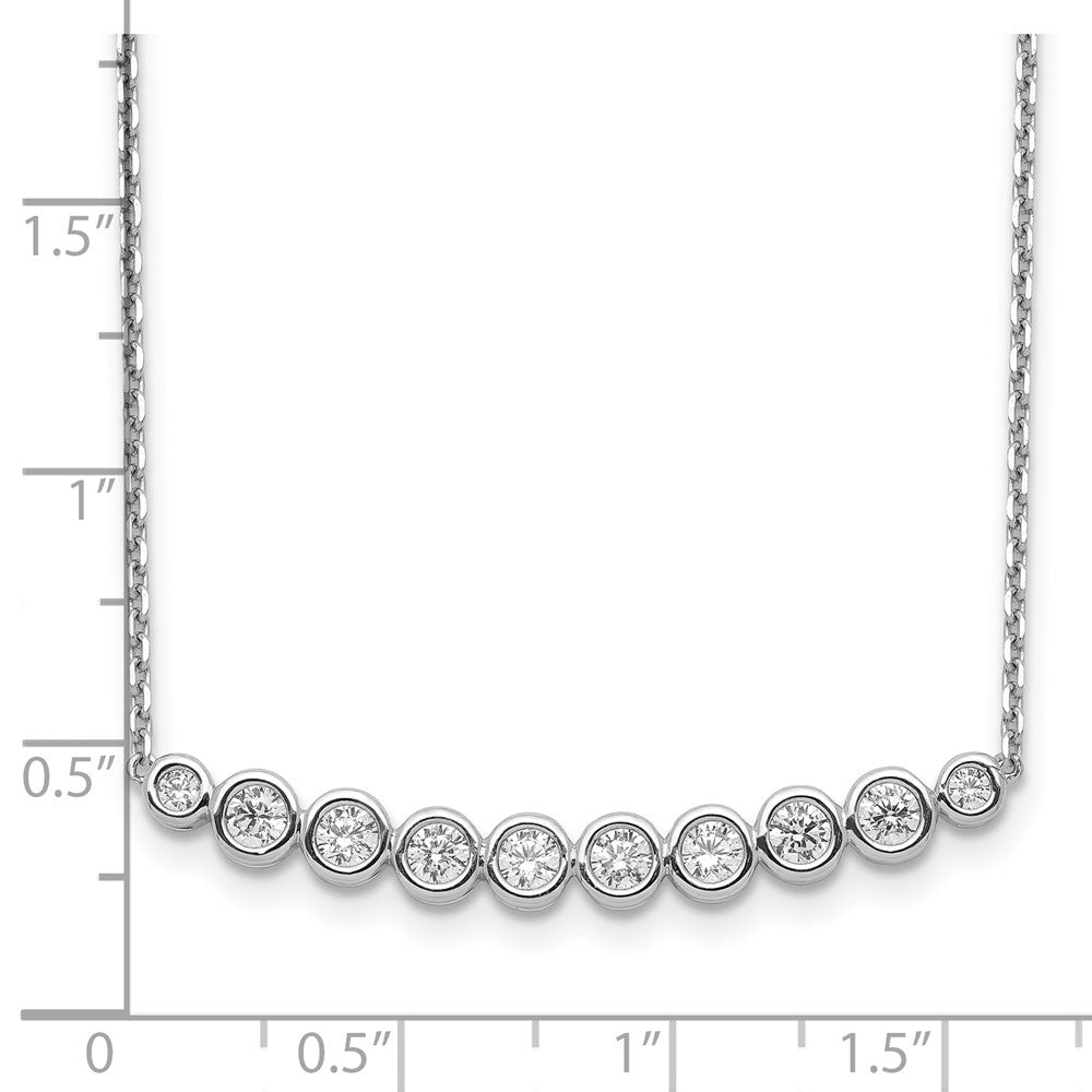 Sterling Shimmer Sterling Silver Rhodium-plated 16 inch 10 Stone CZ Bar Necklace with 2 inch extender 16 Inches