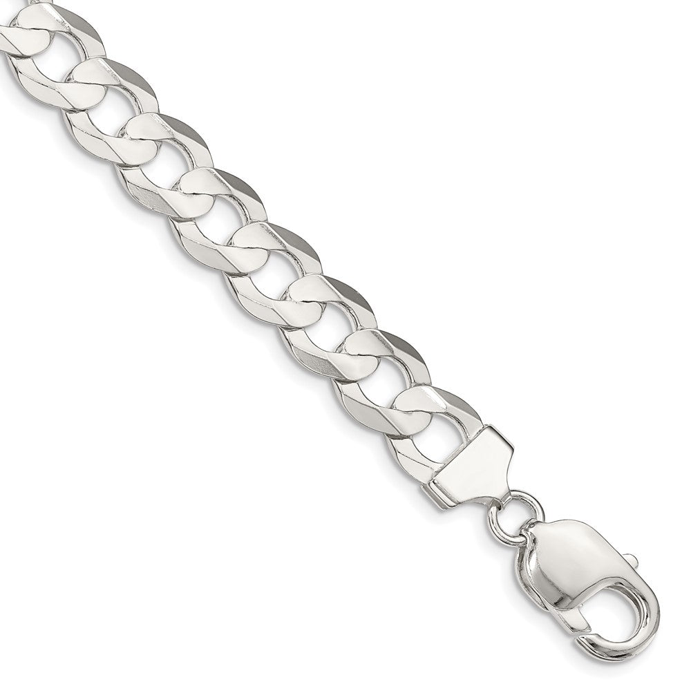 Sterling Silver 9.75mm Concave Beveled Curb Chain 8 inches