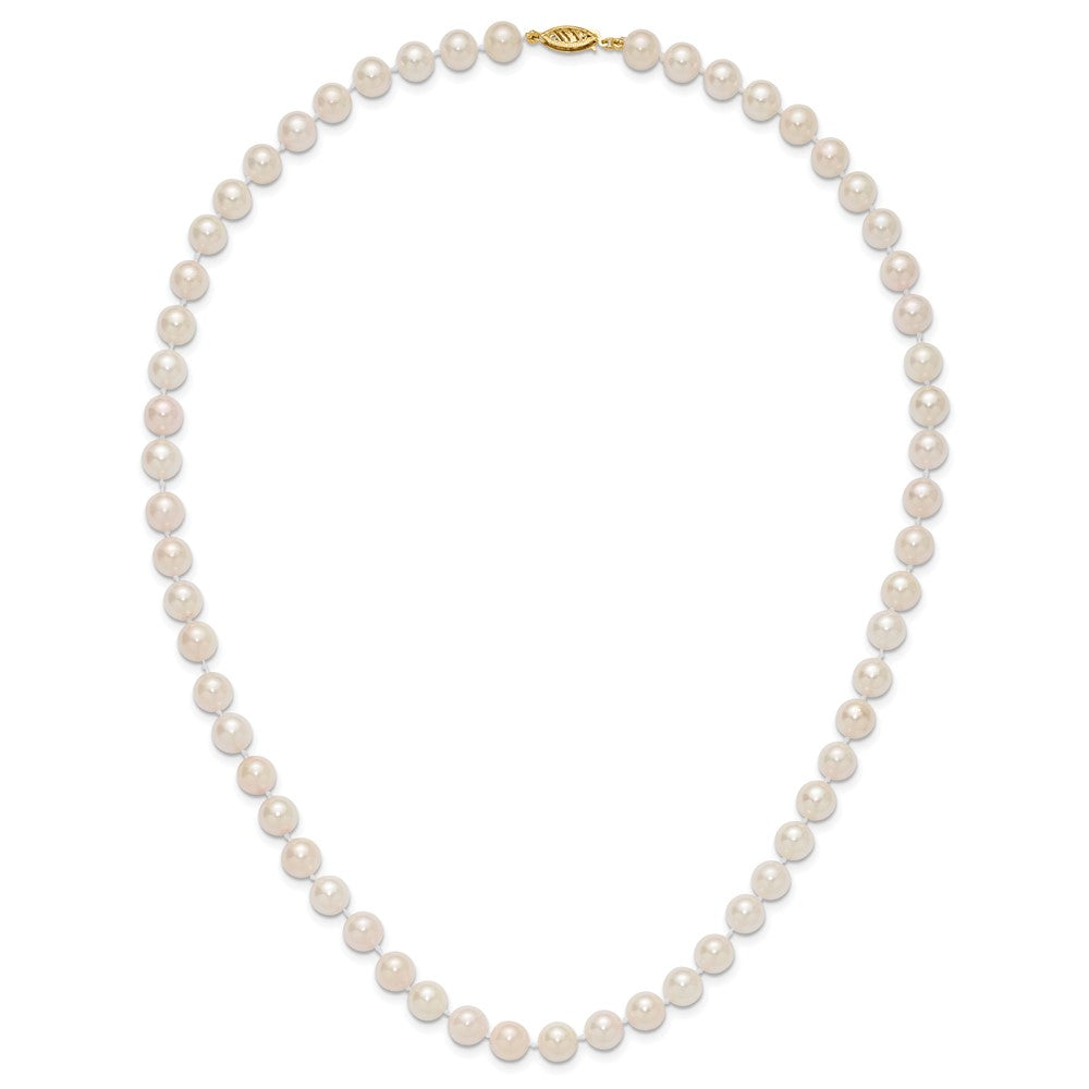 14k 7-8mm White Round Akoya Saltwater Cultured Pearl 20 inch Necklace