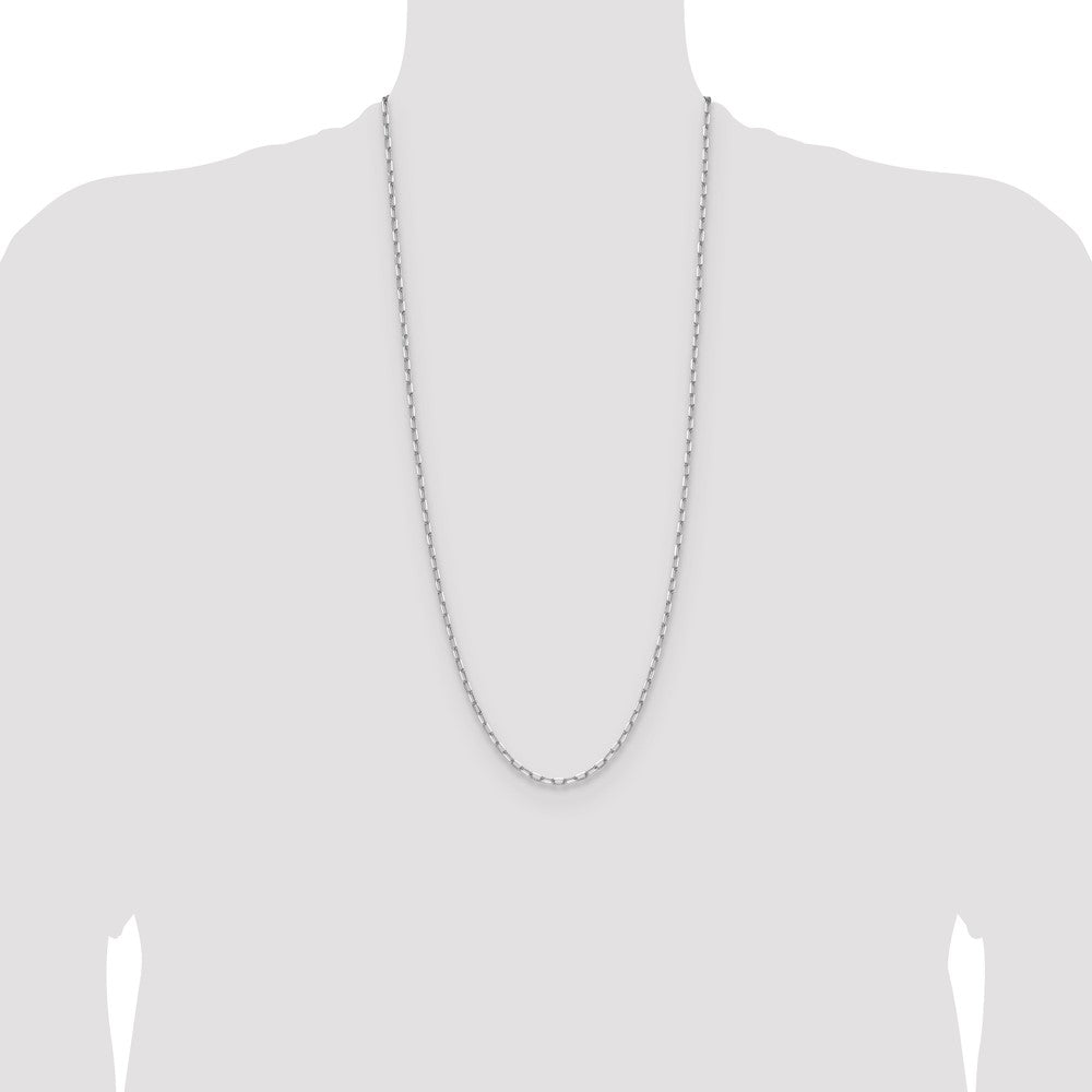 14k White Gold 3.0mm Solid Beveled Paperclip Chain
