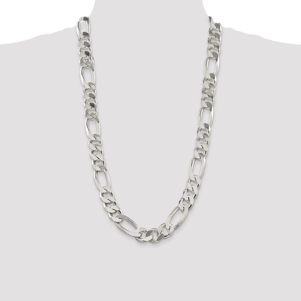 Sterling Silver 15mm Figaro Chain 28 Inches