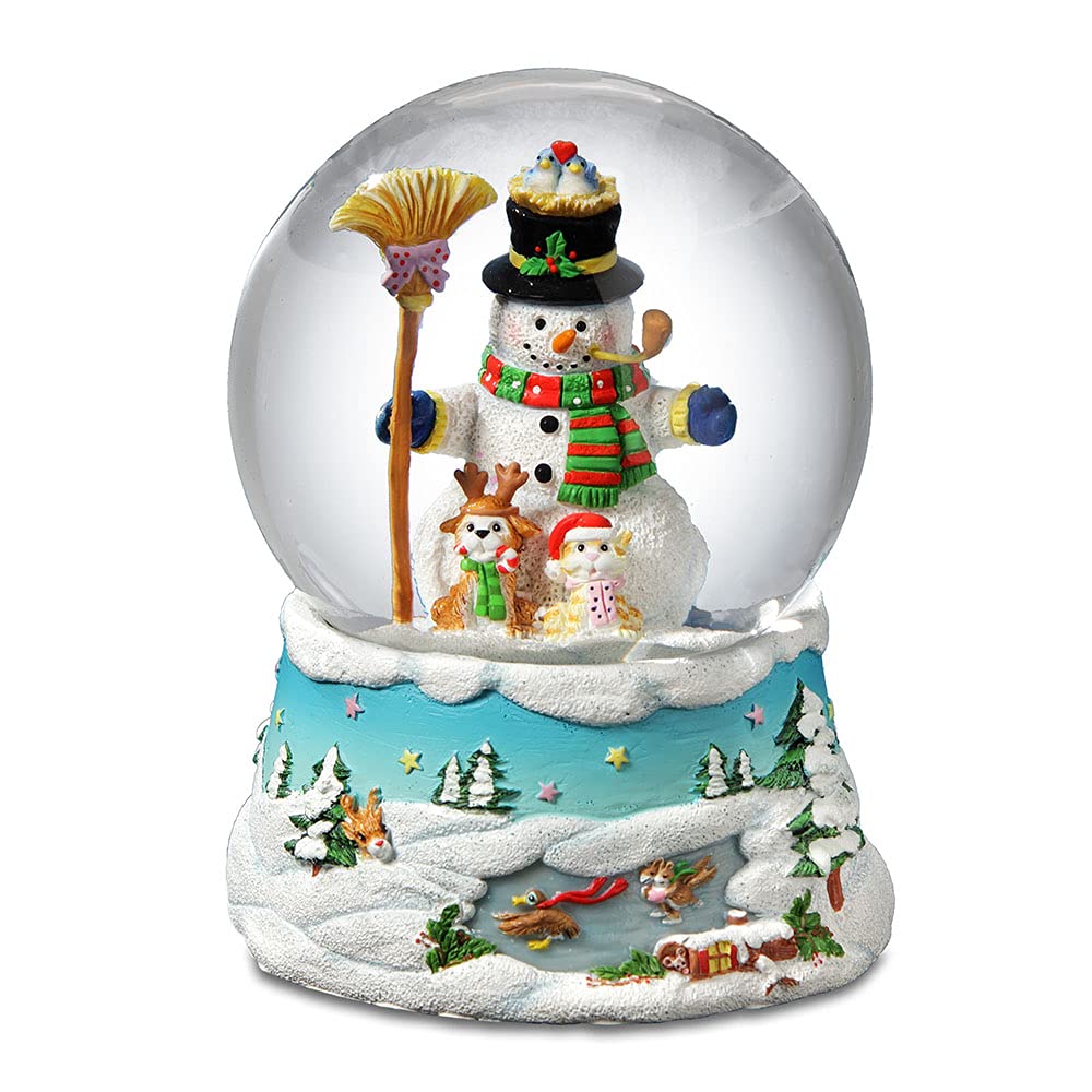 San Francisco Music Box Gary Patterson Happy Holidays (Plays Jingle Bells) Snowman Snow Globe QGM22050