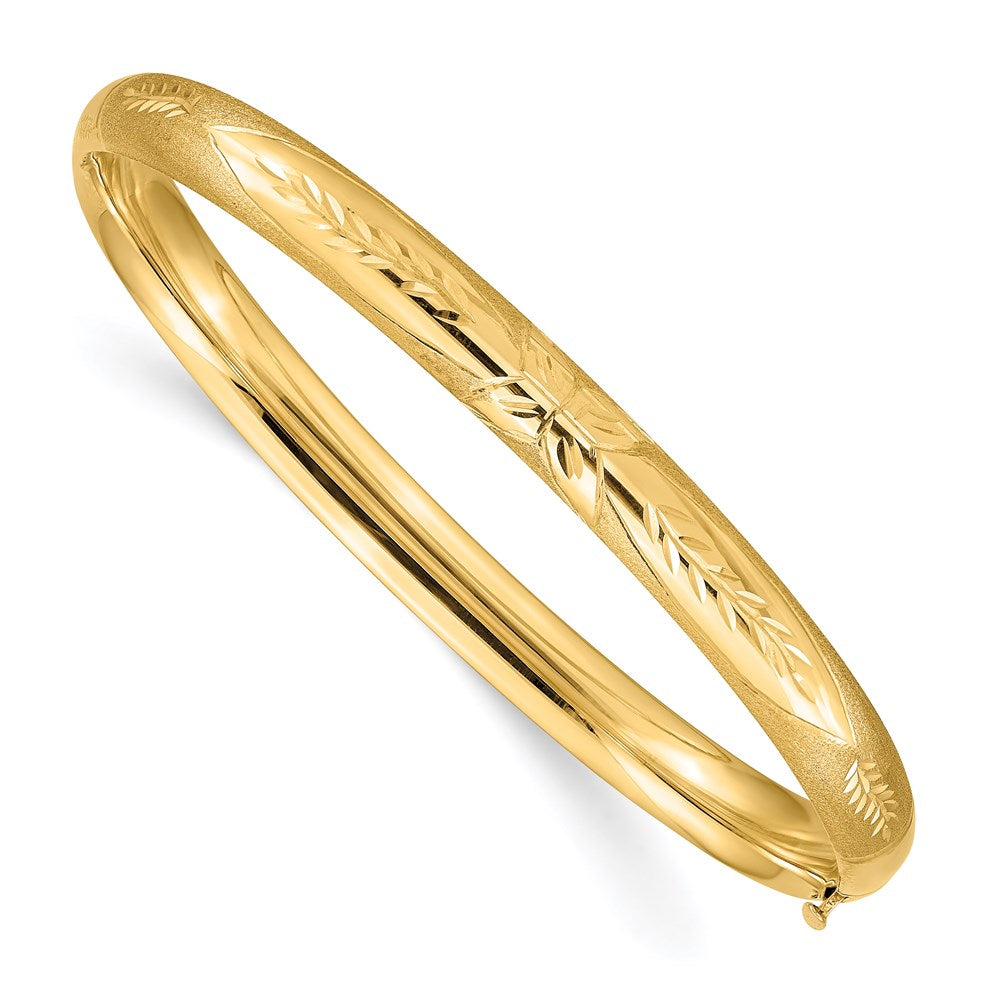 14k 4/16 Florentine Engraved Hinged Bangle Bracelet 7 inches