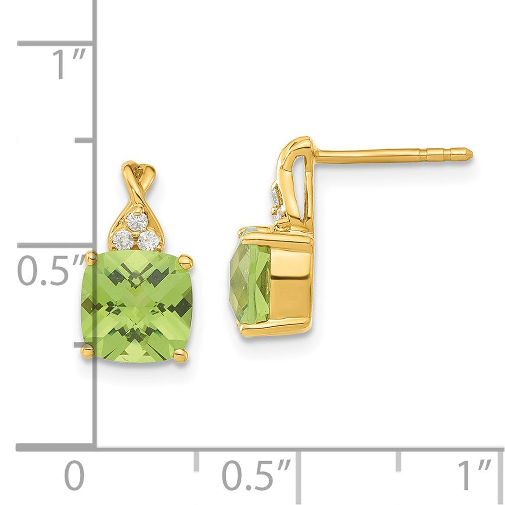 14ky Synthetic Peridot & Diamond Earrings
