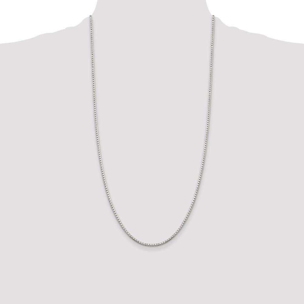 Sterling Silver 2mm 8 Sided Diamond-cut Box Chain 28 Inches