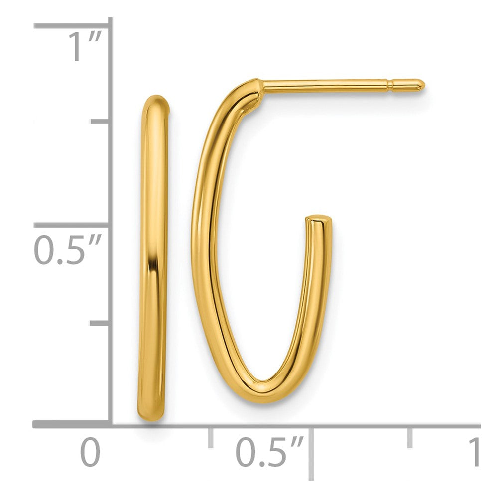 14K Polished 1.8mm Oval Post J-Hoop Earrings