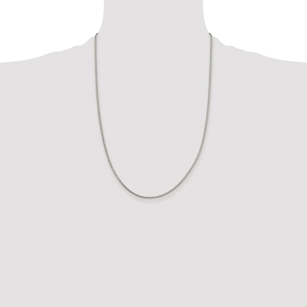 Sterling Silver Rhodium-plated 1.7mm Diamond-cut Round Spiga Chain