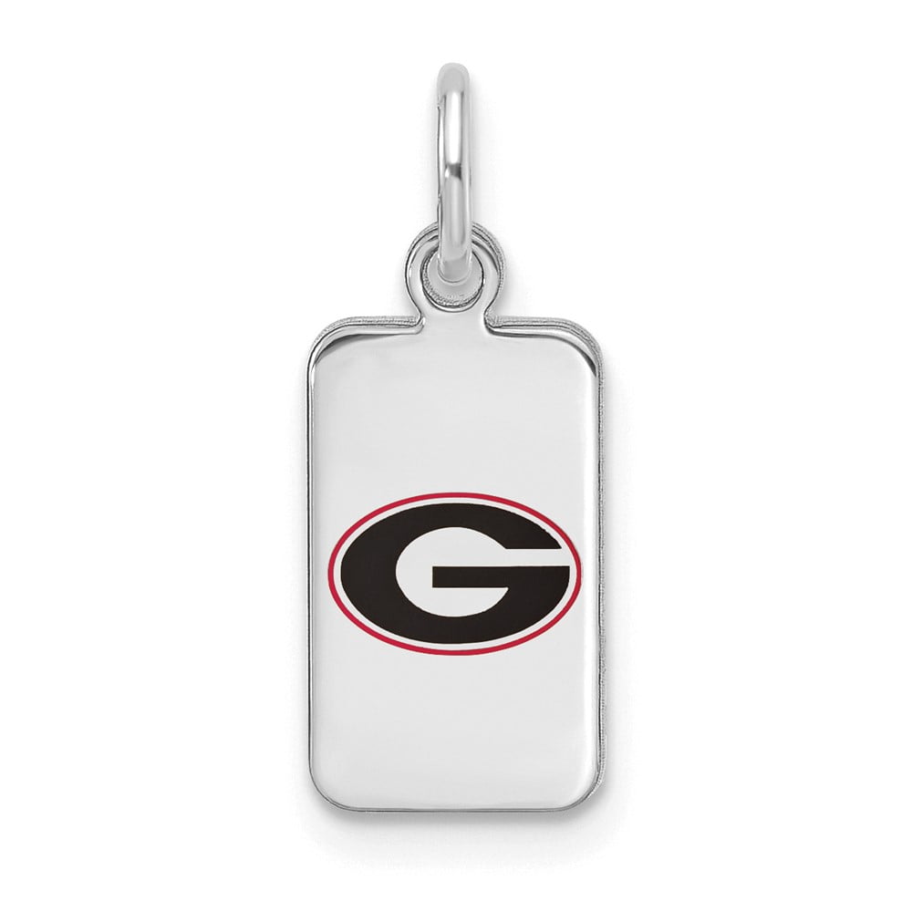 Sterling Silver Rhodium Plated U of Georgia XS (Tiny) Enamel Tag Charm