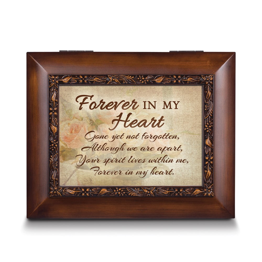 FOREVER IN MY HEART Sentiment Memorial Woodgrain Resin Urn Box #Q-GM18636