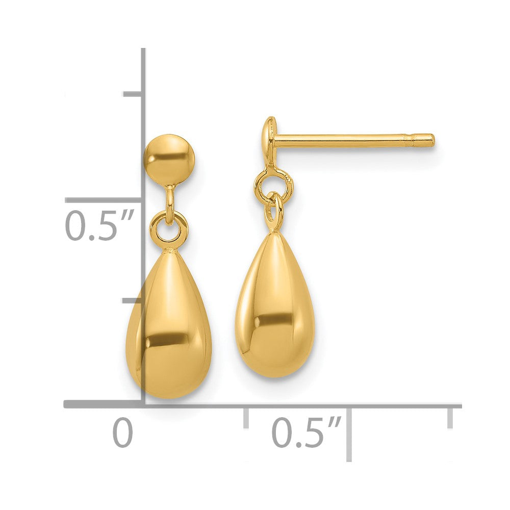 14K Polished Teardrop Dangle Earrings