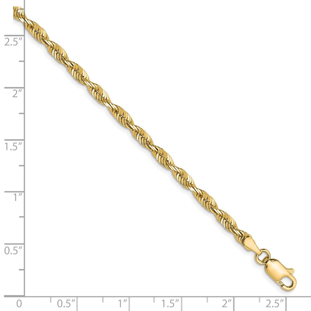 10K 3mm Diamond-Cut Lightweight Rope Chain 7 inches