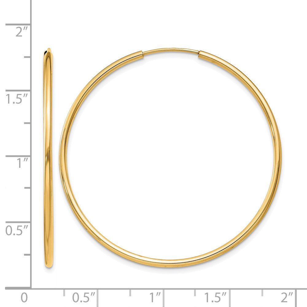 14K Gold 1.50mm Polished Round Endless Hoop Earrings