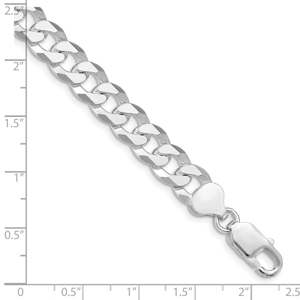 Sterling Silver Rhodium-plated 8.5mm Beveled Curb Chain 8 inches