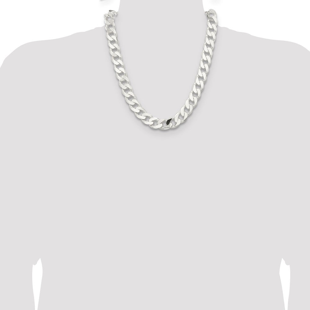 Sterling Silver 14.5mm Curb Chain 22 Inches