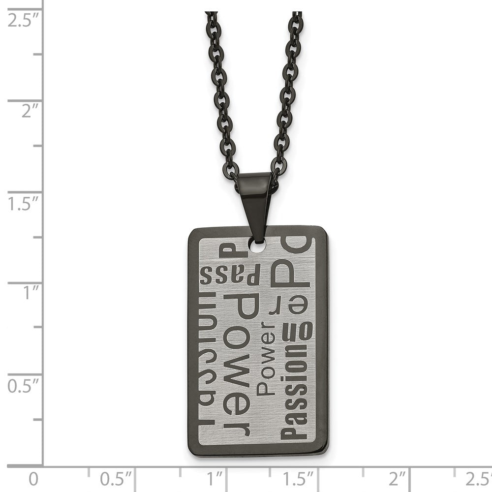 Stainless Steel Brushed and Polished Black IP-plated 22in Necklace