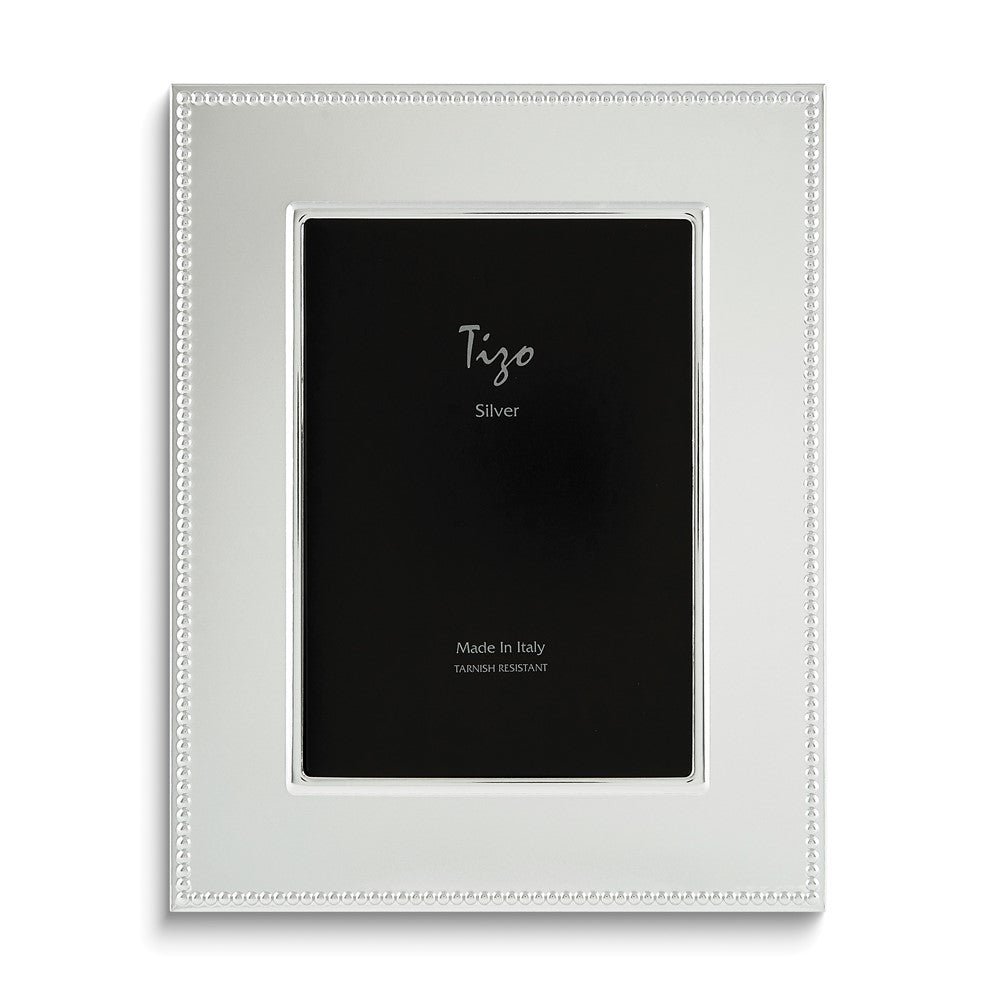 Tizo Italian Silverplate Flat Wide Beaded 8x10 Picture Frame