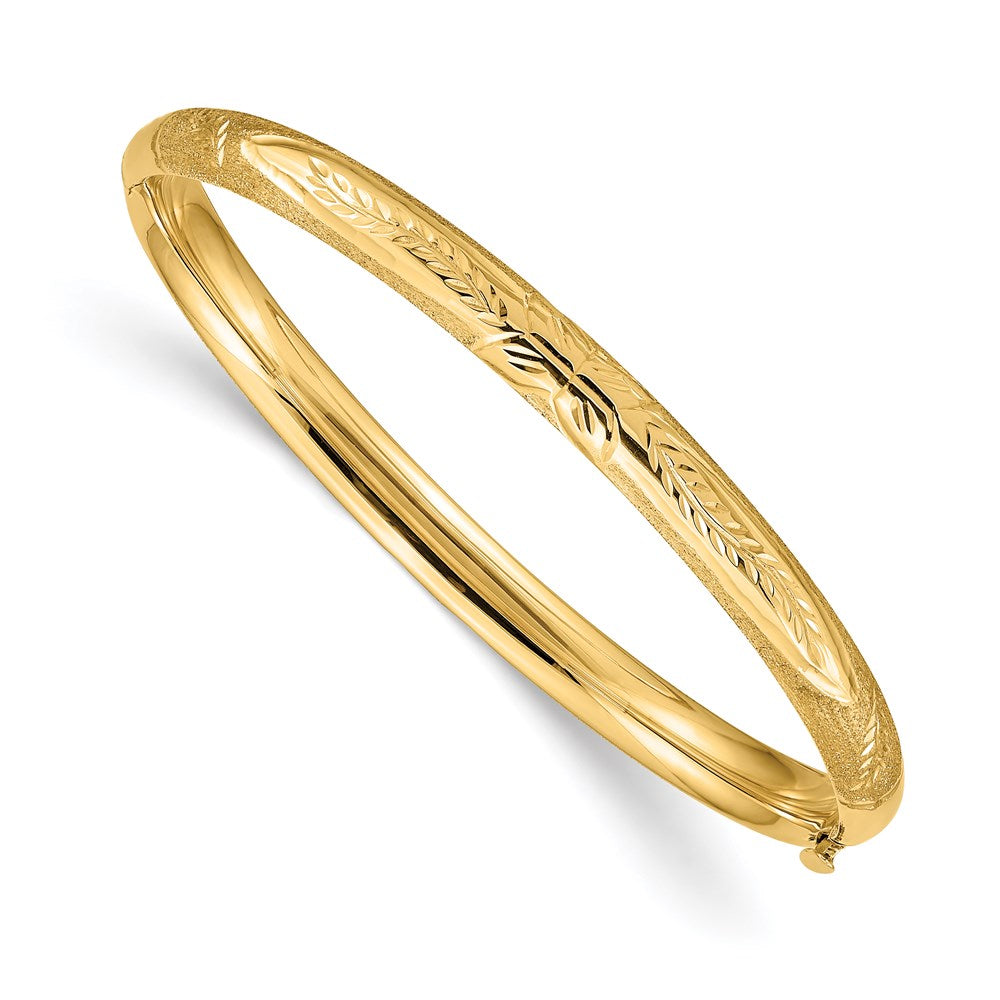 14k Florentine Hinged Baby Bangle 6 inches
