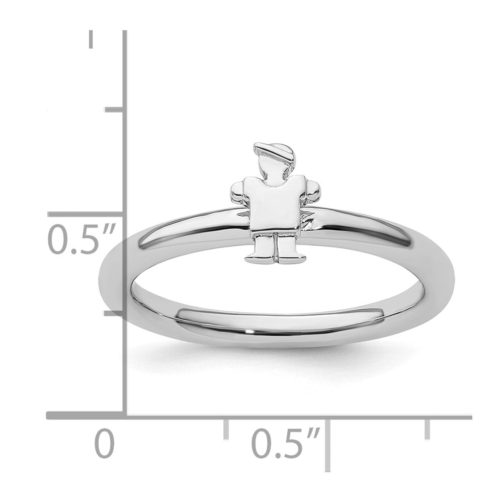 Sterling Silver Stackable Expressions Rhodium Boy Ring