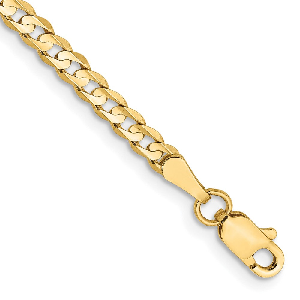 14K 8 inch 3mm Open Concave Curb with Lobster Clasp Bracelet 8 inches