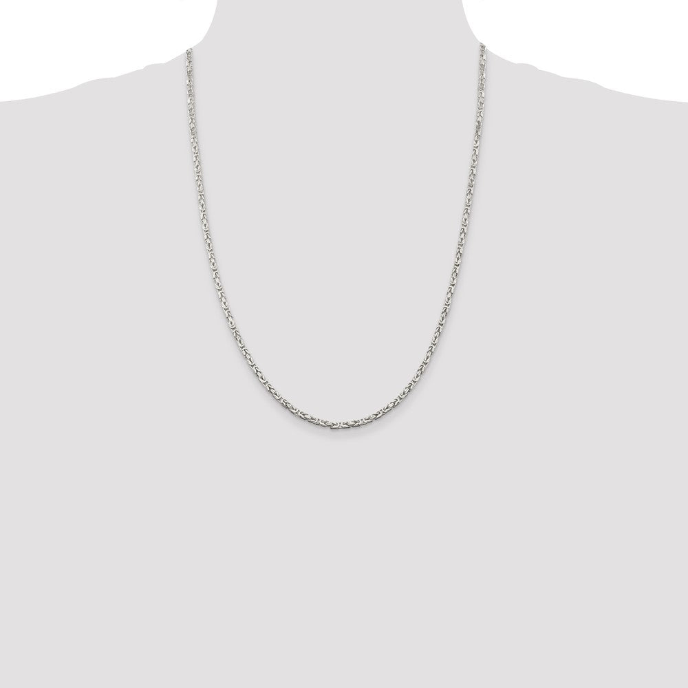Sterling Silver 2.5mm Byzantine Chain 24 Inches