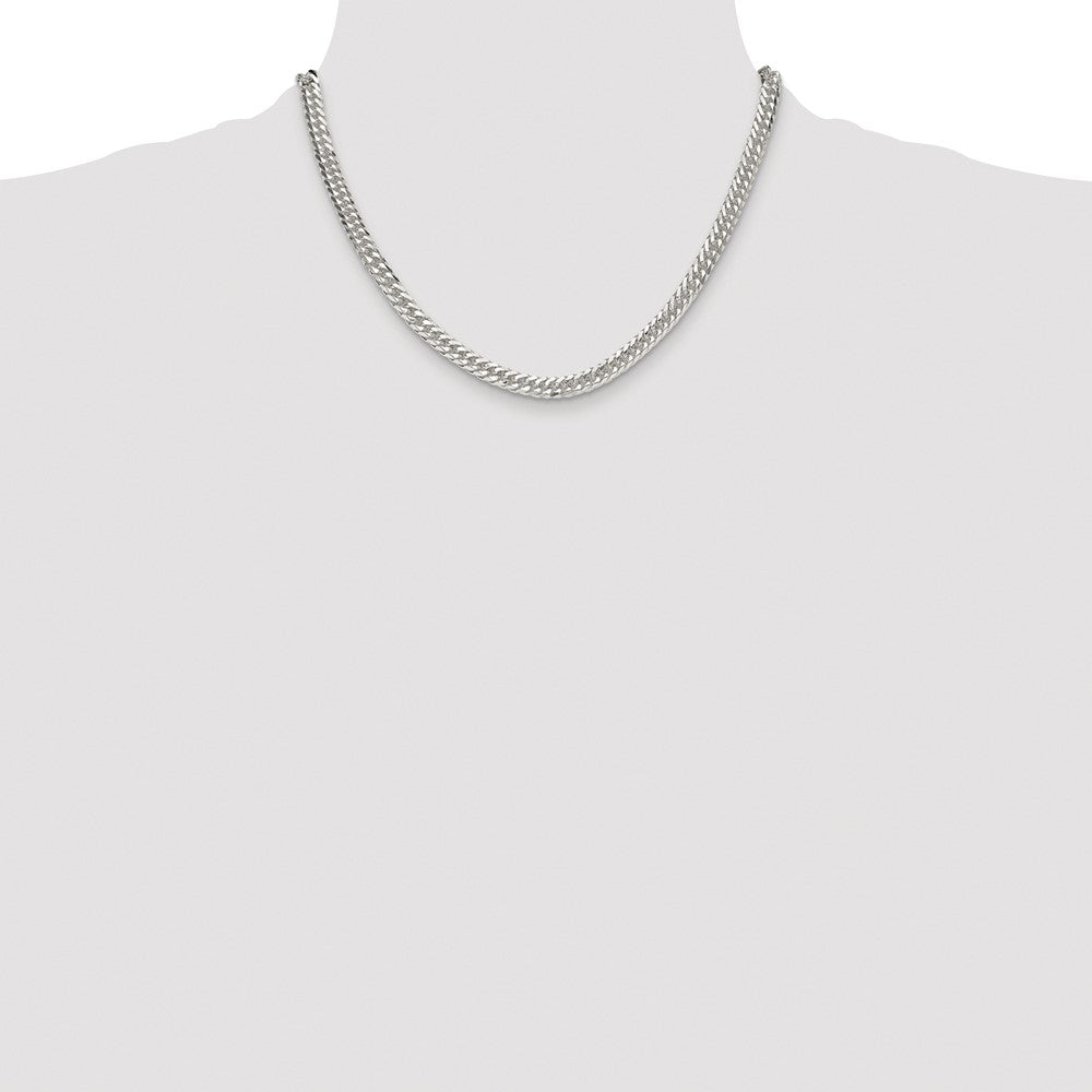 Sterling Silver Rhodium-plated 5.7mm Double Diamond-cut Curb Chain